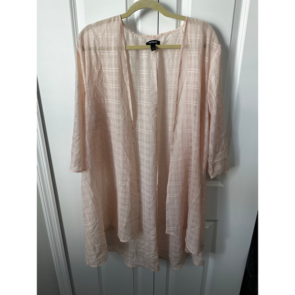 Torrid Sweaters - Torrid Pink Plaid Open Front Kimono 1X